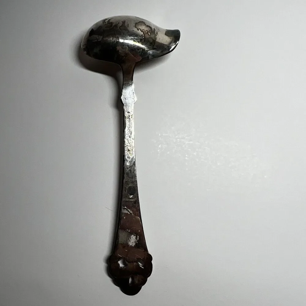 Vintage Norway Silverplate Gravy Ladle Marked 60 Gr NM Pierced Handle 6
